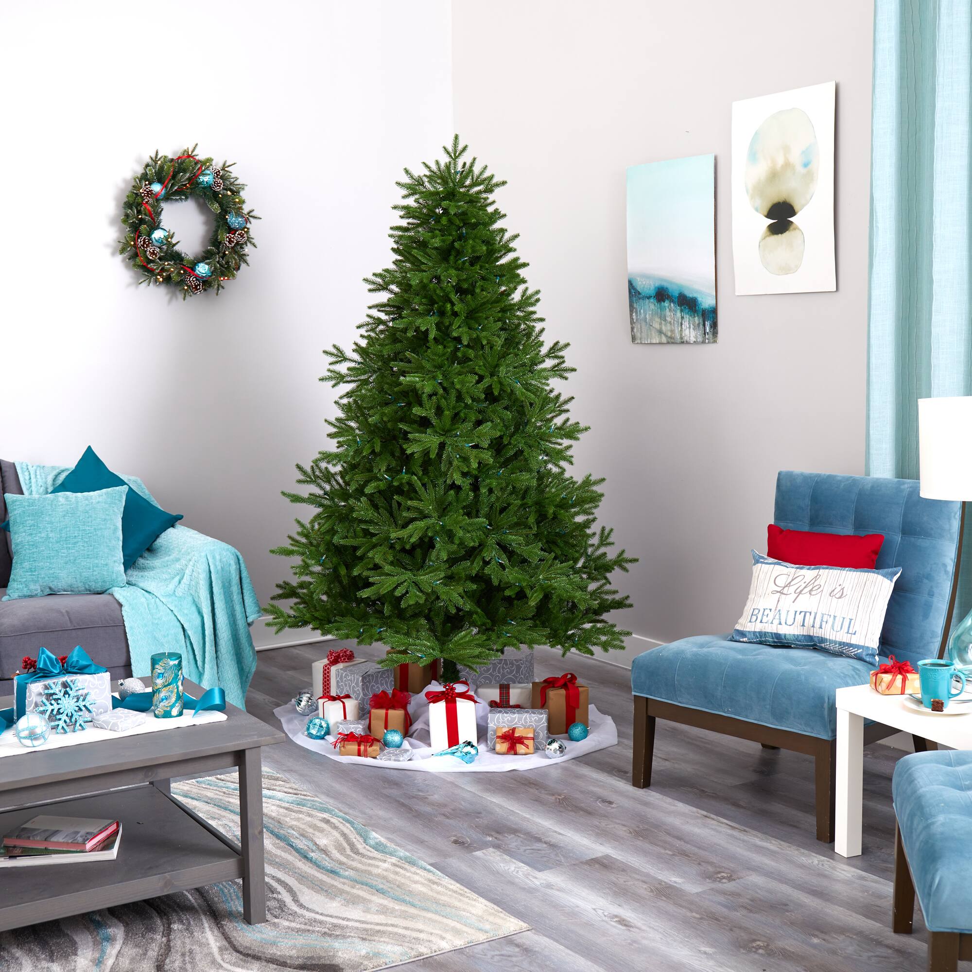 7ft. Pre-Lit Nova Scotia Fir Real Touch Artificial Christmas Tree, Warm White LED Lights